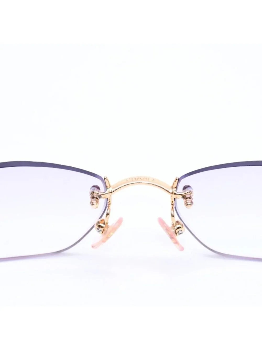 Chanel Rimless Sunglasses Eyewear CC Logo Marble Purple